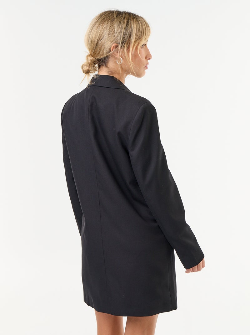 Robe blazer mi-longue avec boutons dorés Noir - Kiabi