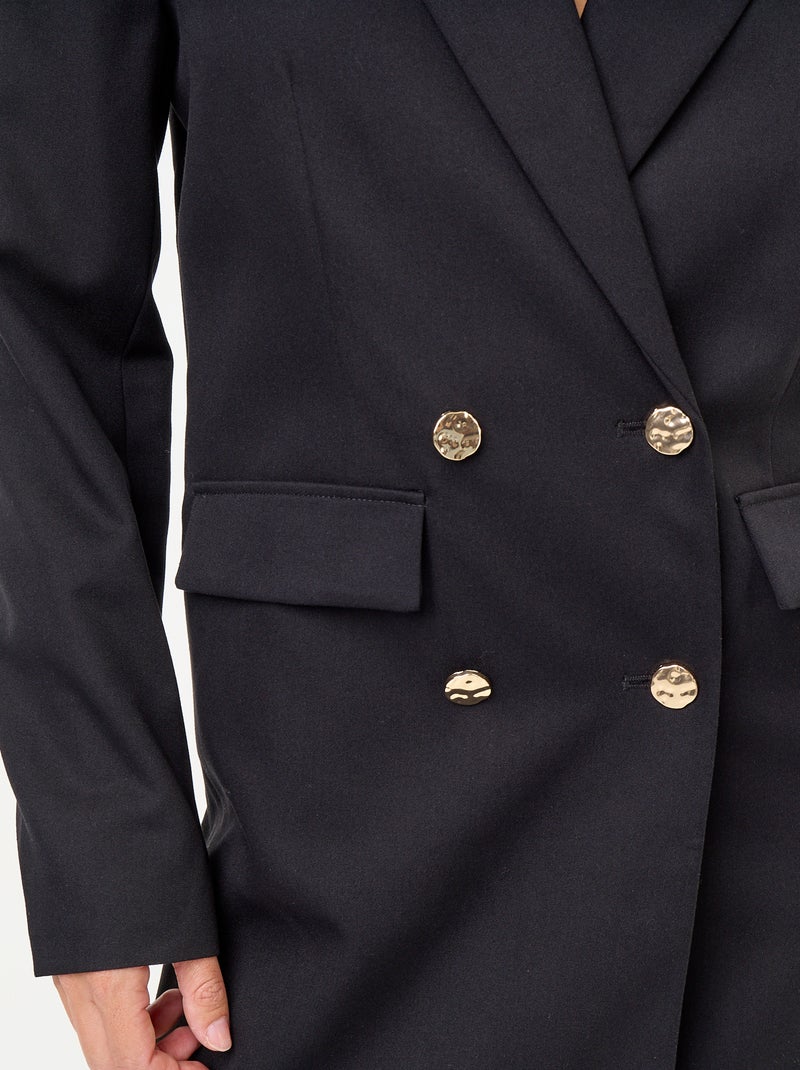 Robe blazer mi-longue avec boutons dorés Noir - Kiabi