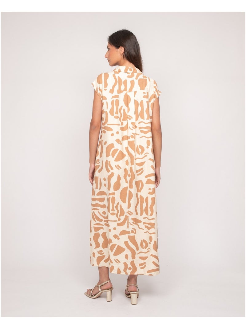 Robe boutonnée longue sans manches isaline Beige - Kiabi