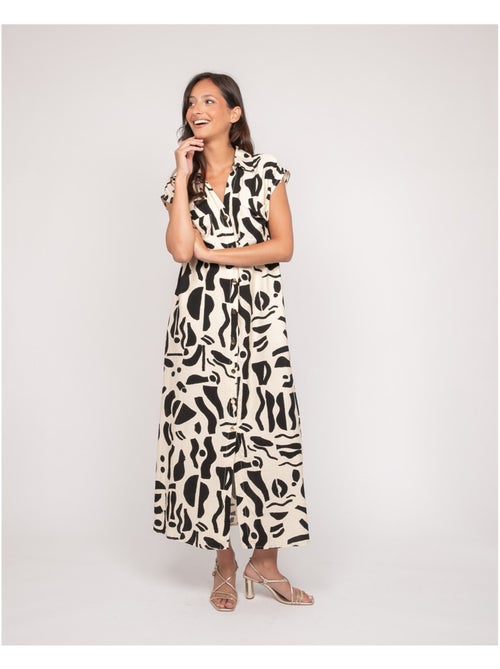 Robe boutonnée longue sans manches isaline - Kiabi Robe boutonnée longue sans manches isaline - Kiabi