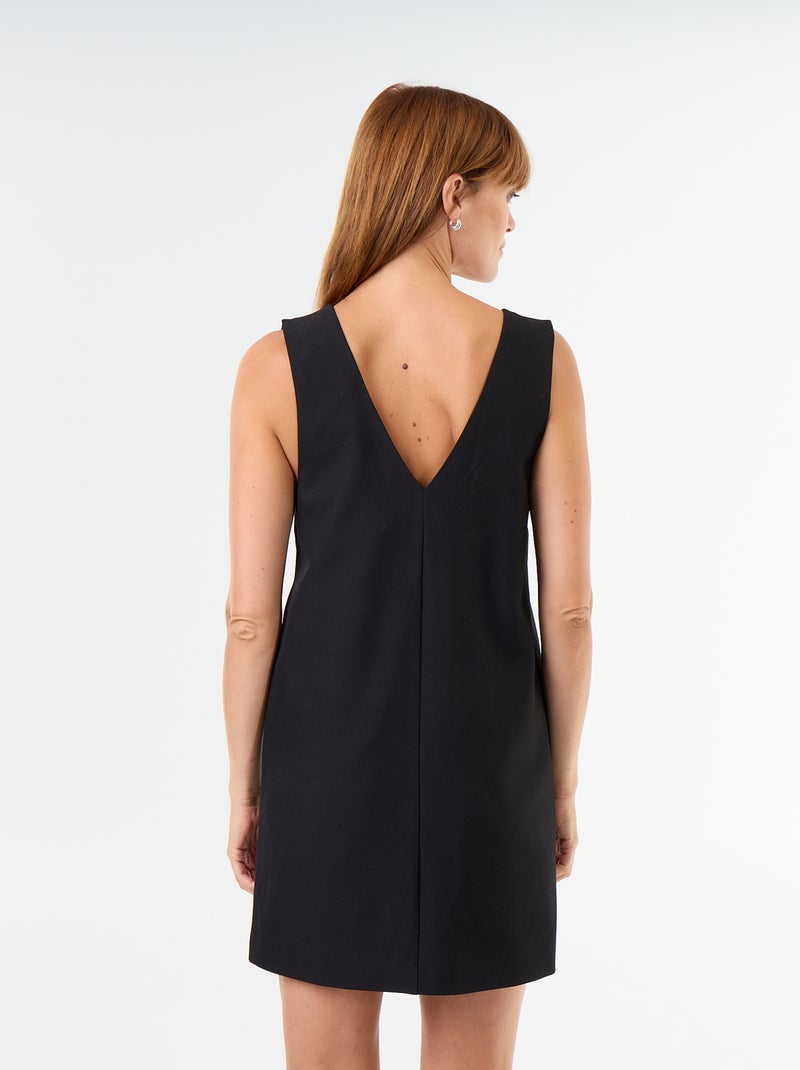 Robe chasuble avec encolure V Noir - Kiabi