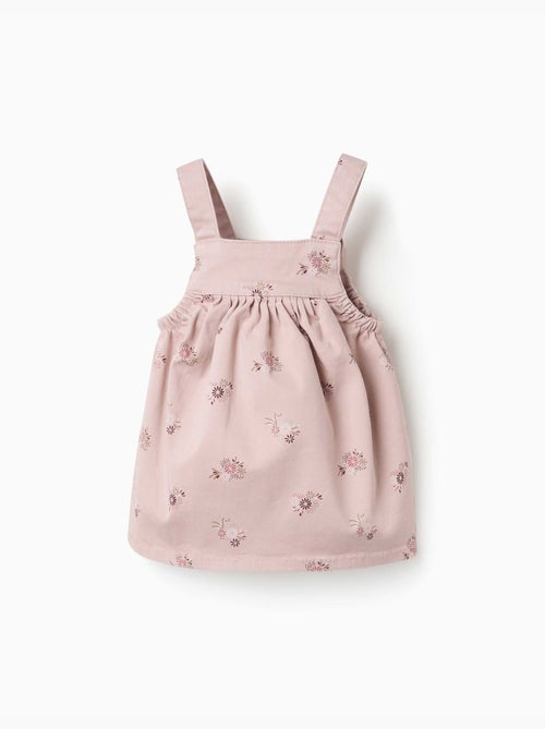 Robe chasuble en sergé avec imprimé fleuri - Kiabi