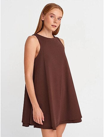 Robe chasuble mini sans manches en popeline de coton dilvin