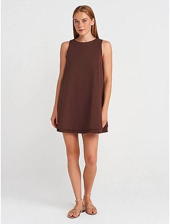 Robe chasuble mini sans manches en popeline de coton dilvin