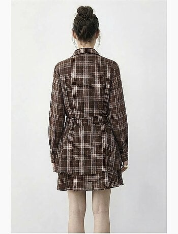 Robe-chemise à carreaux avec ceinture lucci
