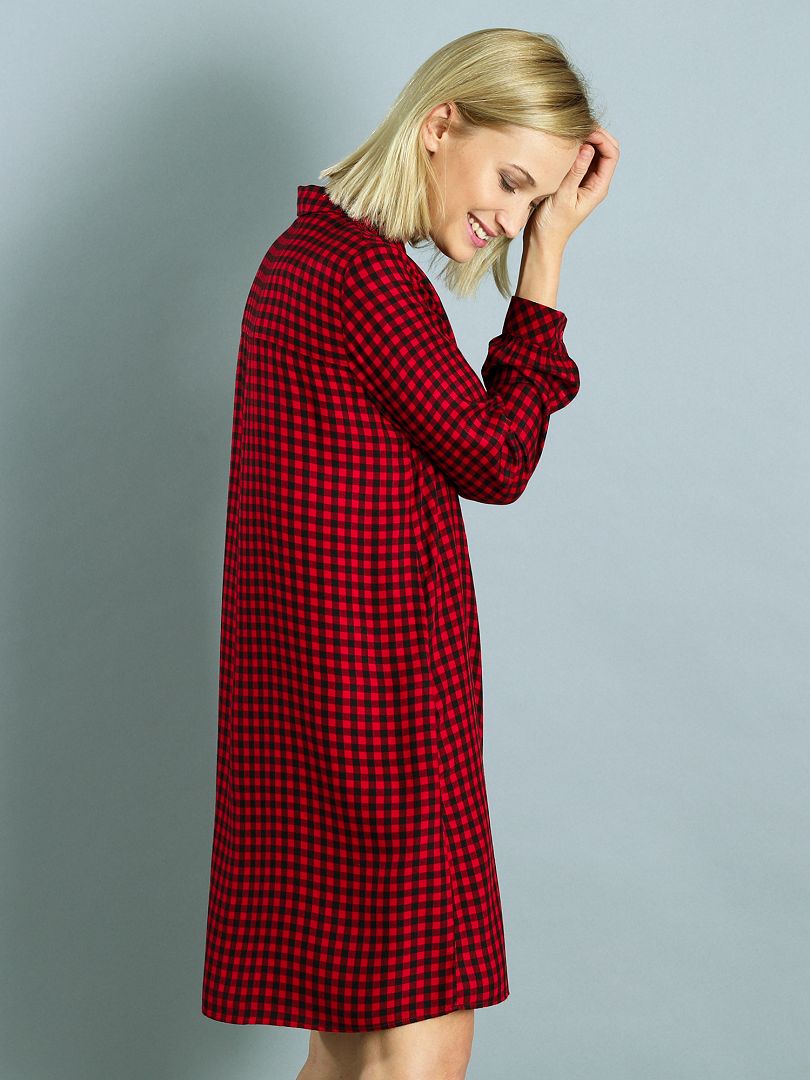 Robe chemise ?� carreaux - rouge - Kiabi - 18.00�?�