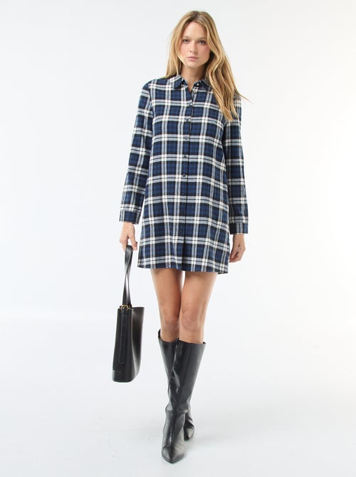 Robe chemise coupe courte en flanelle - Kiabi Robe chemise coupe courte en flanelle - Kiabi