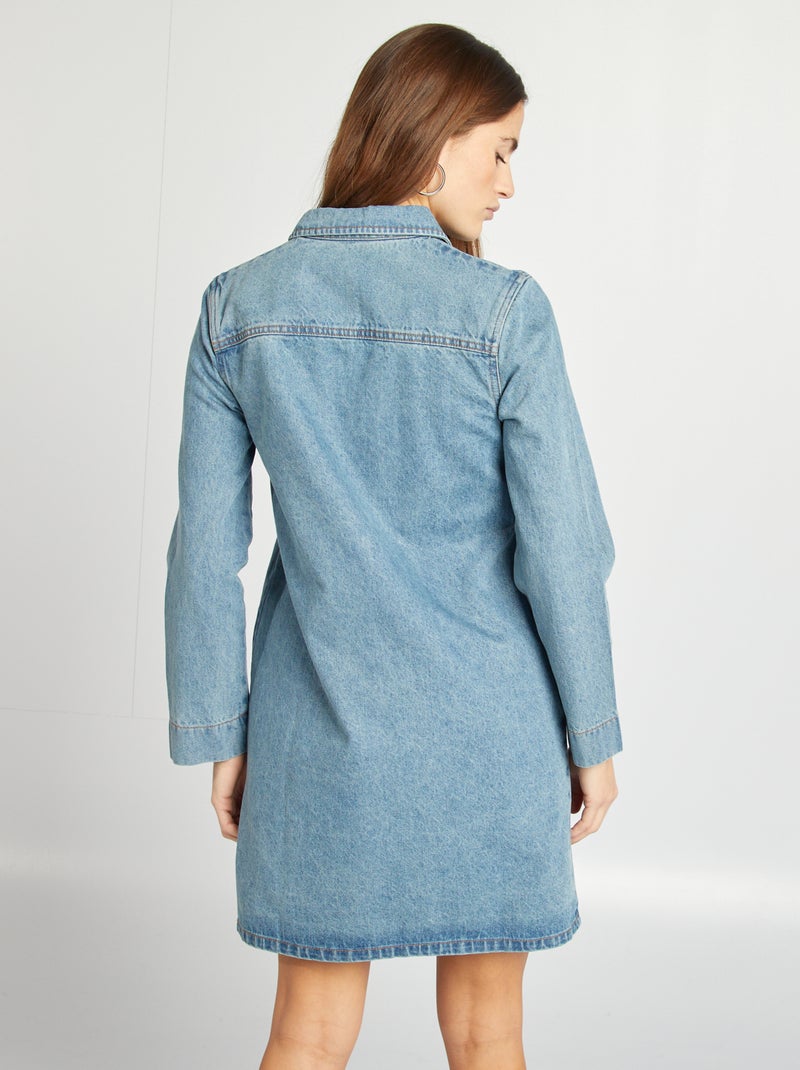 Robe chemise courte en jean Bleu - Kiabi