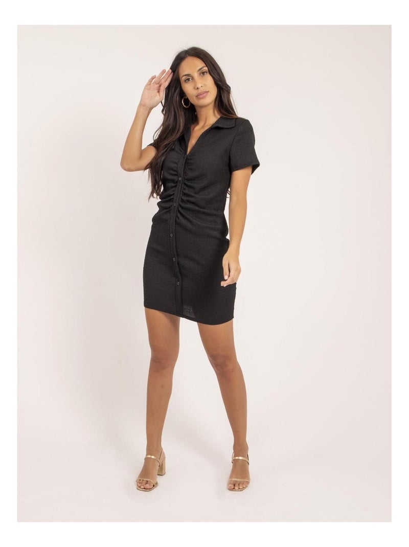 Robe chemise courte iriki Noir - Kiabi