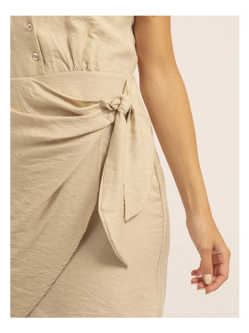 Robe chemise courte isra Ecru - Kiabi
