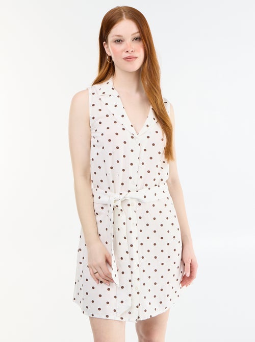 Robe chemise courte sans manches en lin mélangé - Kiabi