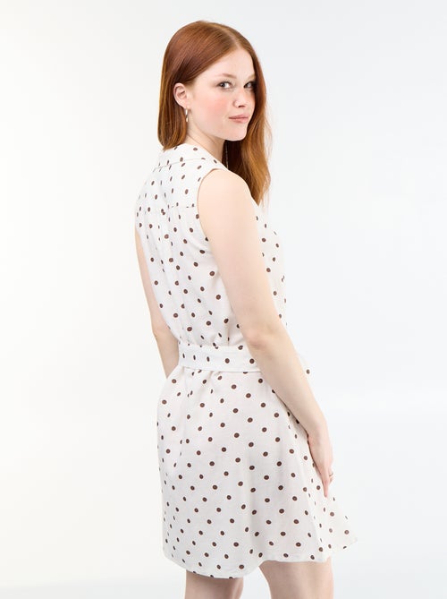 Robe chemise courte sans manches en lin mélangé - Kiabi