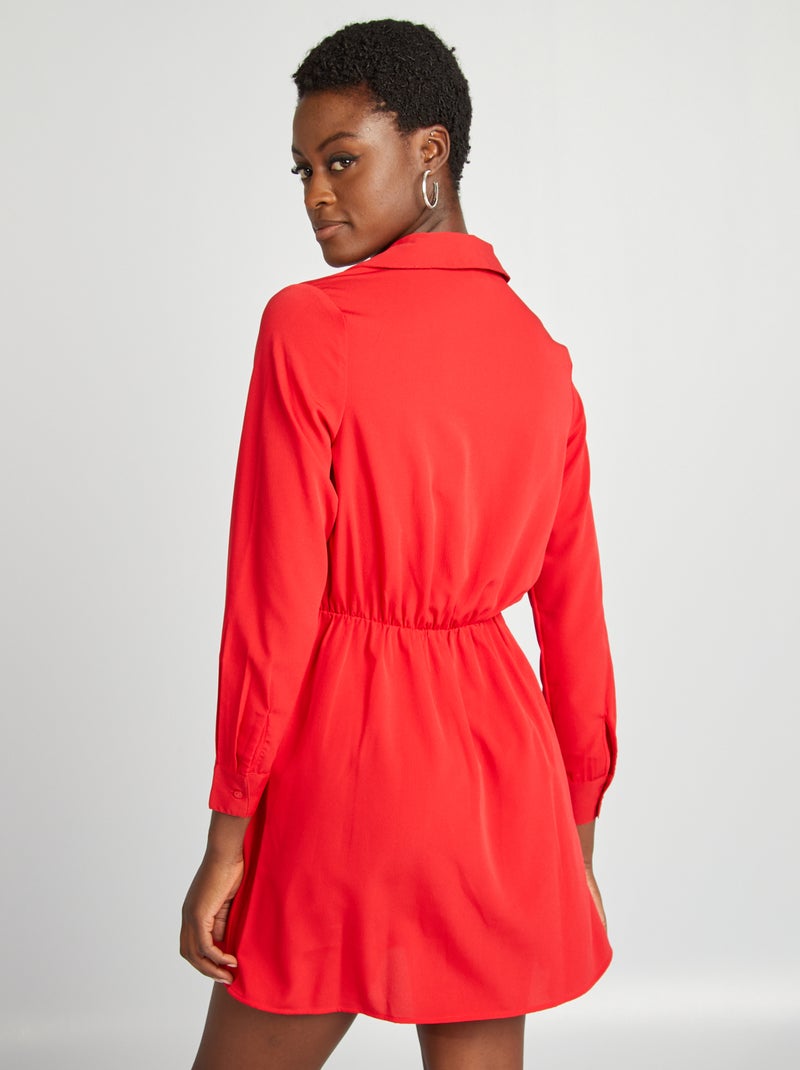 Robe chemise effet satiné Rouge - Kiabi