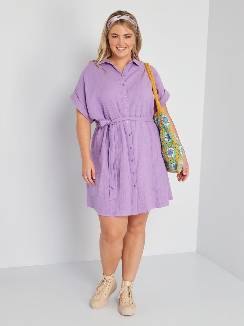 Robe Chemise En Gaze De Coton Violet Kiabi