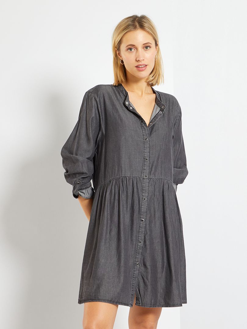 Robe chemise en jean 'Jacqueline de Yong' avec col mao denim gris