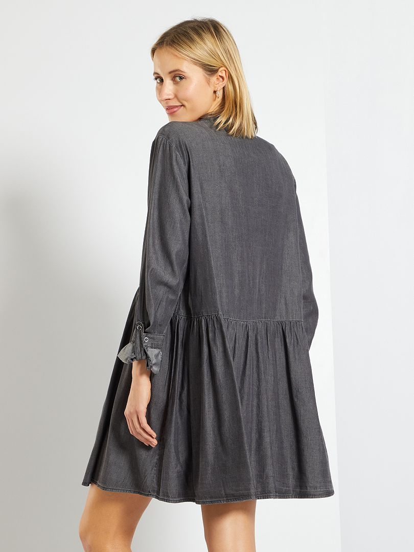 Robe chemise en jean 'Jacqueline de Yong' avec col mao denim gris