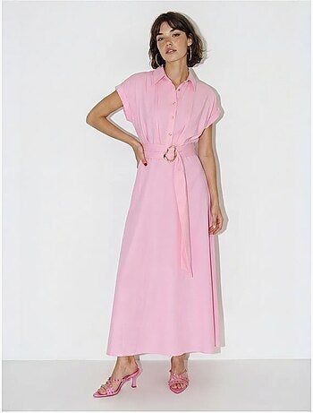 Robe chemise en popeline avec ceinture lucci
