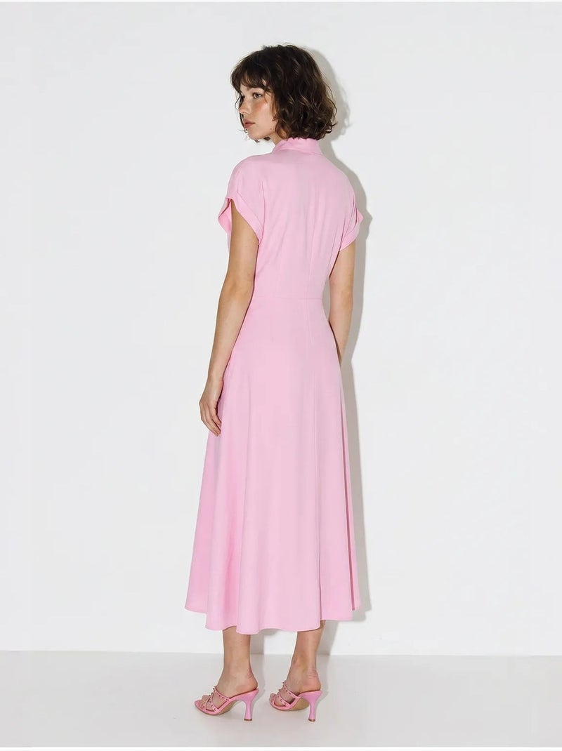 Robe chemise en popeline avec ceinture lucci Rose - Kiabi