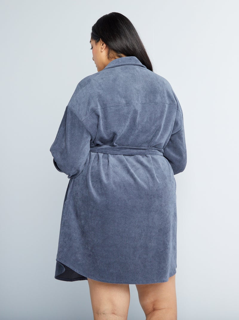 Robe chemise en velours côtelé Bleu - Kiabi
