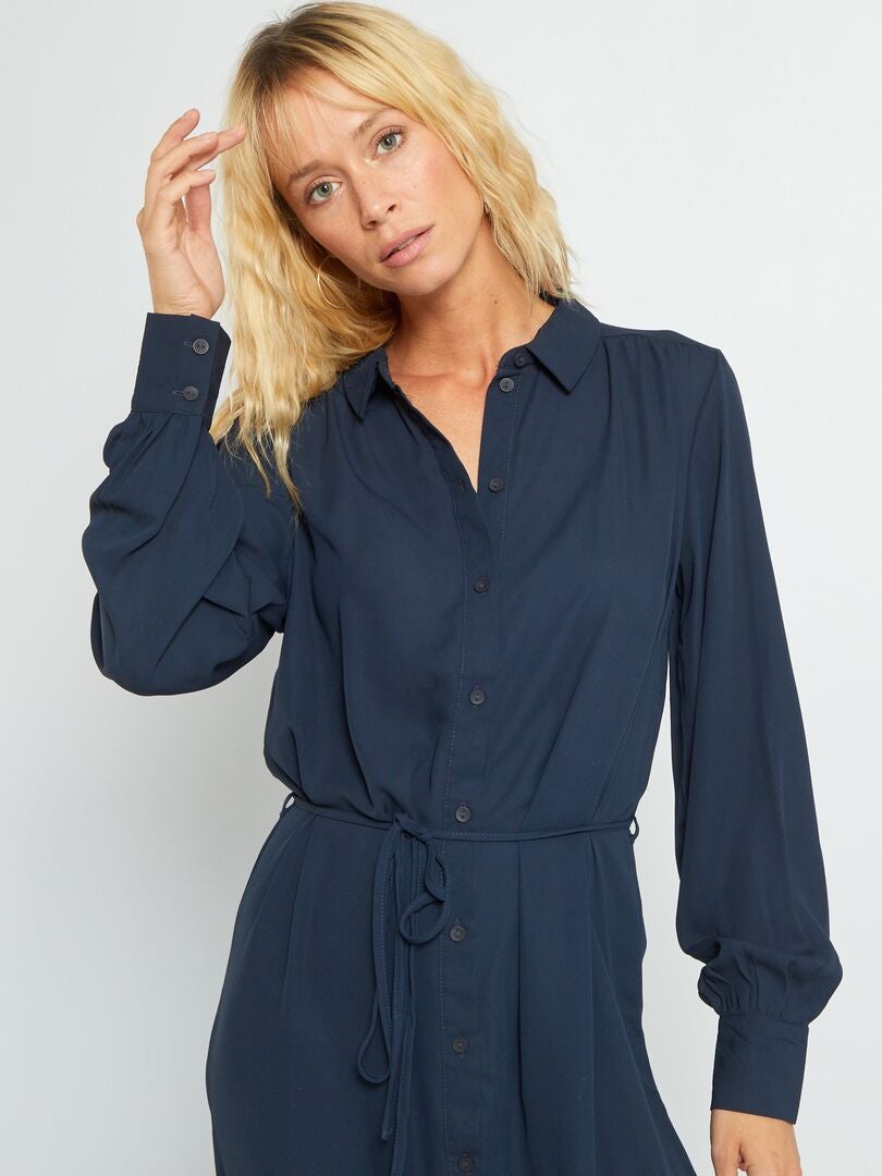 Polo Ralph Lauren - Robe chemise rayée à logo - Bleu