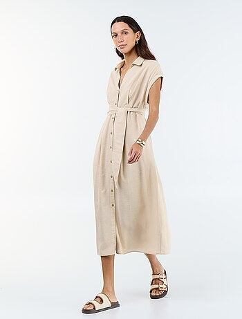 Robe chemise longue à manches courtes