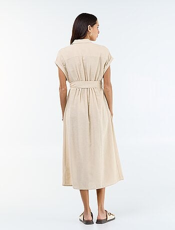 Robe chemise longue à manches courtes