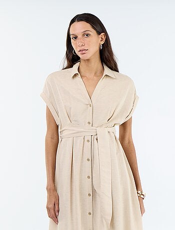 Robe chemise longue à manches courtes