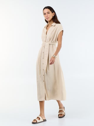 Robe chemise longue à manches courtes