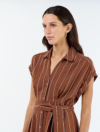 Robe chemise longue à manches courtes
