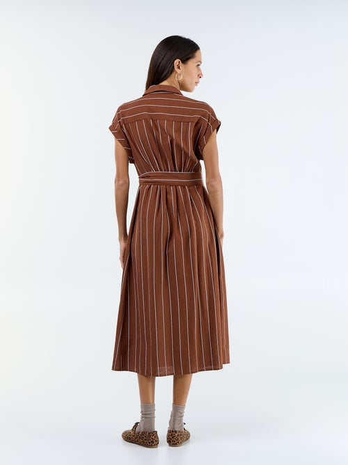 Robe chemise longue à manches courtes - Kiabi