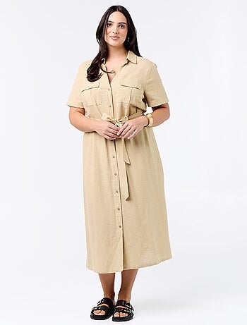 Robe chemise longue avec ceinture à nouer