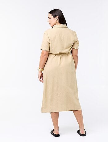 Robe chemise longue avec ceinture à nouer