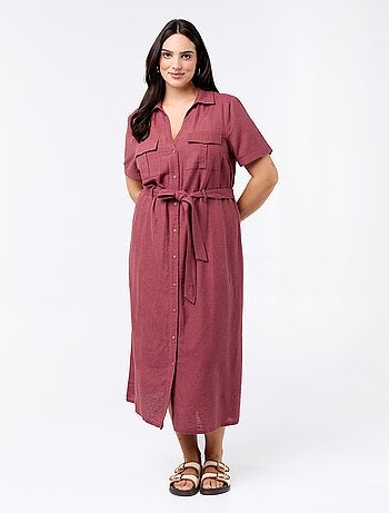 Robe chemise longue avec ceinture à nouer