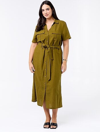 Robe chemise longue avec ceinture à nouer