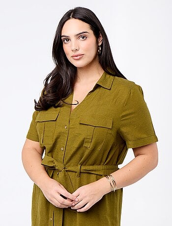 Robe chemise longue avec ceinture à nouer