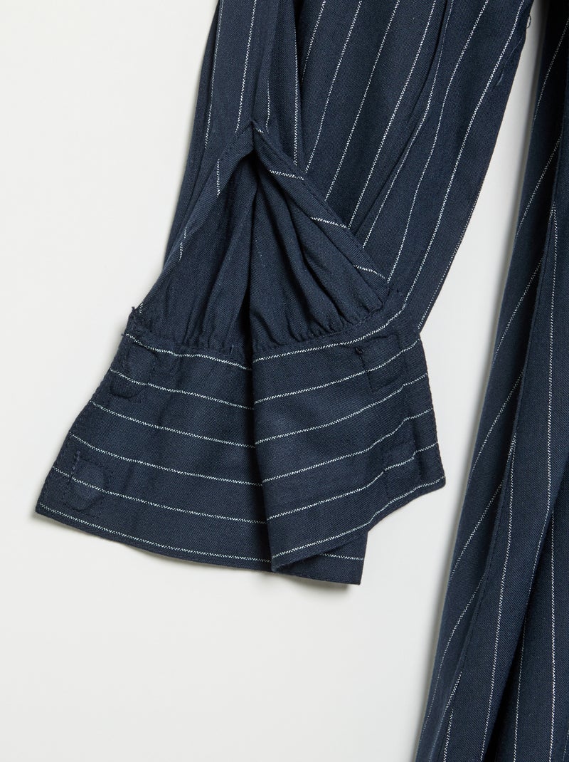 Robe chemise longue facile à enfiler Bleu - Kiabi