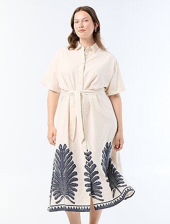 Robe chemise longue manches courtes