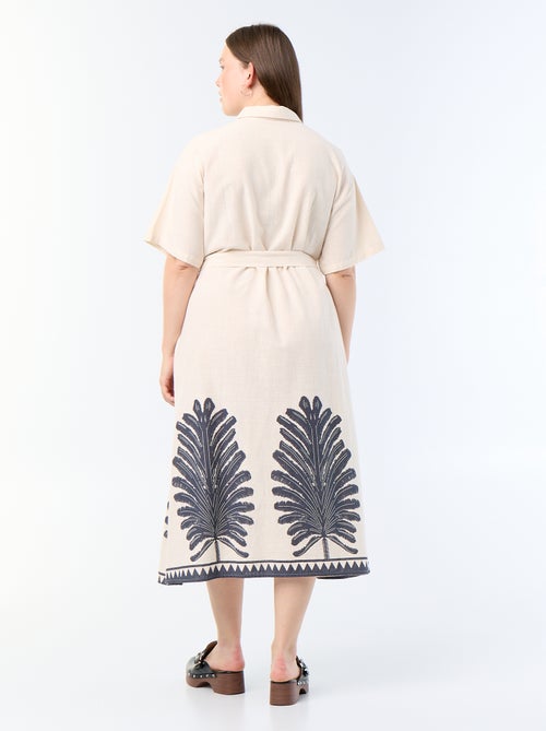 Robe chemise longue manches courtes - Kiabi