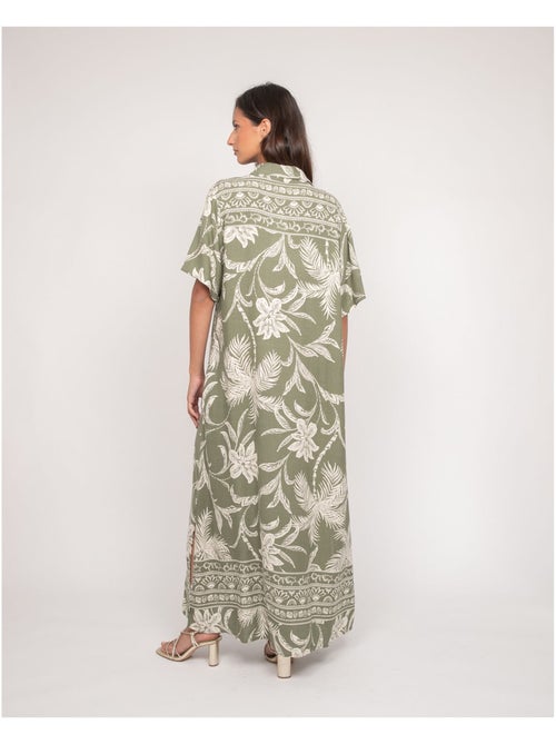 Robe chemise longue motifs iliago - Kiabi