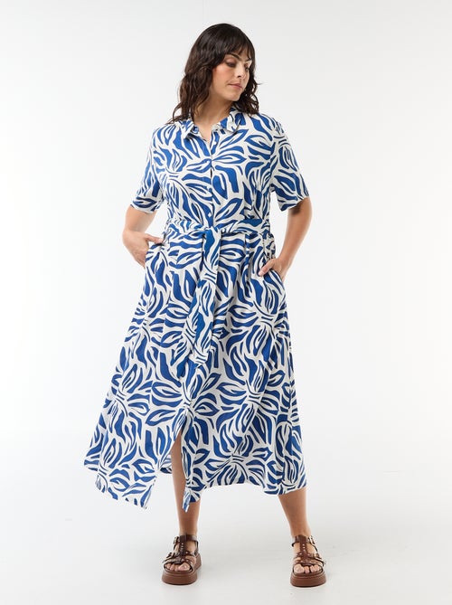 Robe chemise manches courtes à motif - Kiabi