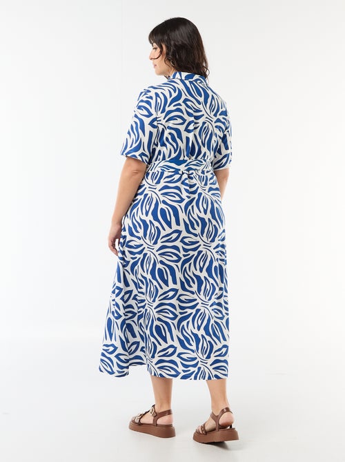Robe chemise manches courtes à motif - Kiabi