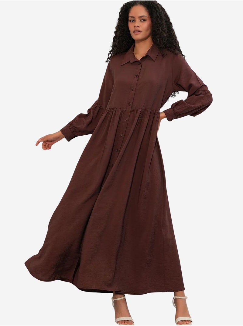 Robe chemise maxi ample bdart Marron - Kiabi