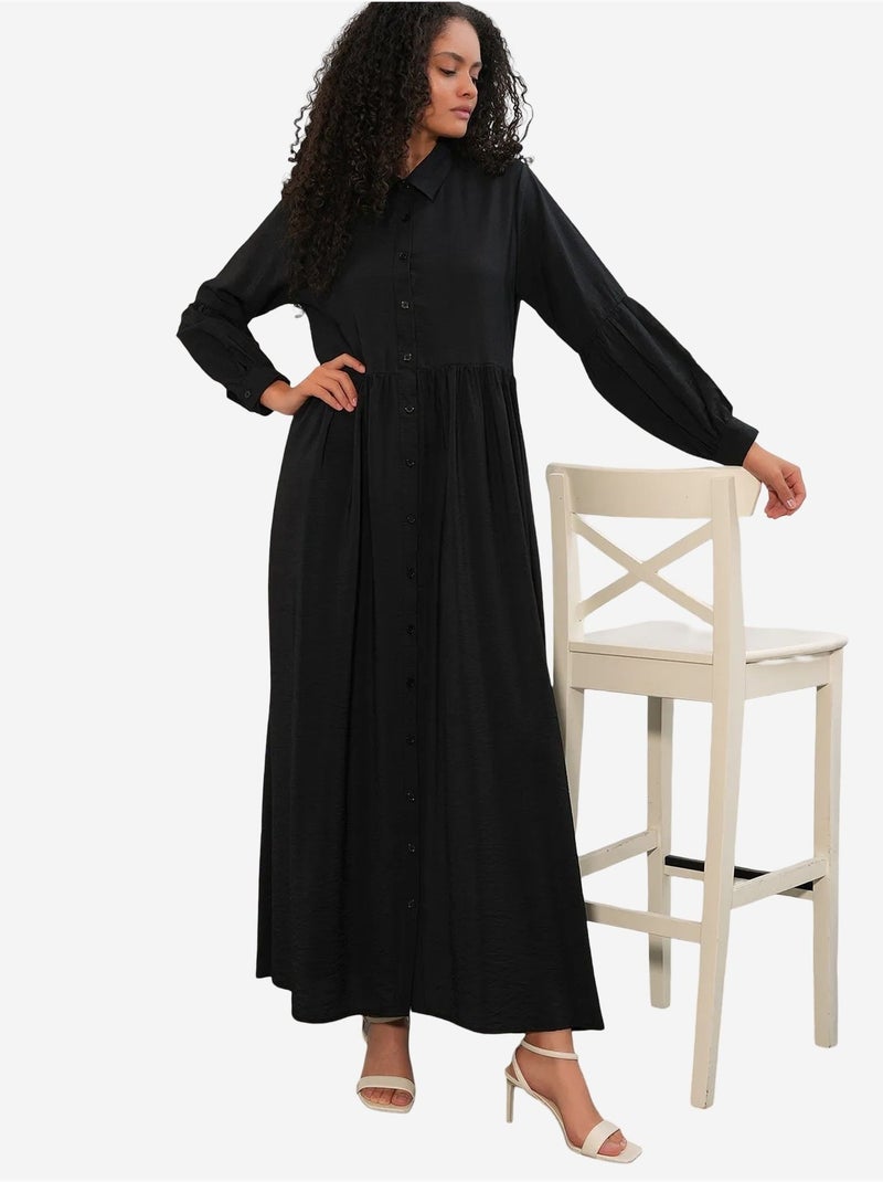 Robe chemise maxi ample bdart Noir - Kiabi