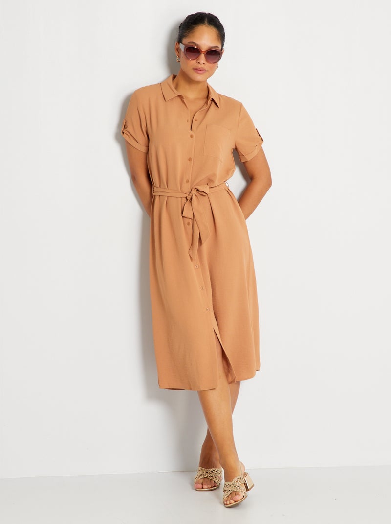 Robe chemise mi-longue 'JDY camel - Kiabi
