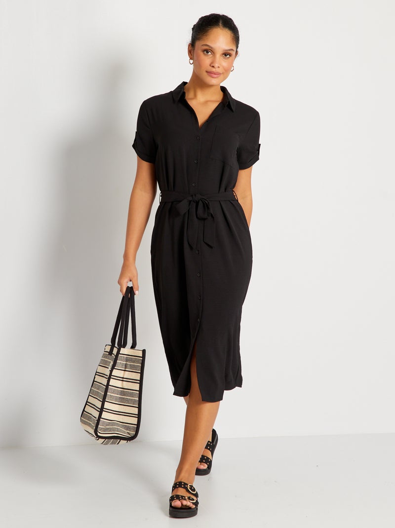Robe chemise mi-longue 'JDY noir - Kiabi