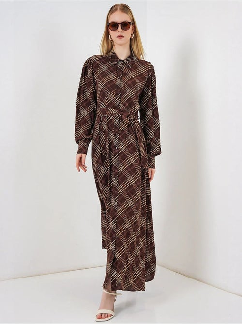 Robe chemise midi à carreaux avec fermeture boutonnée bdart - Kiabi