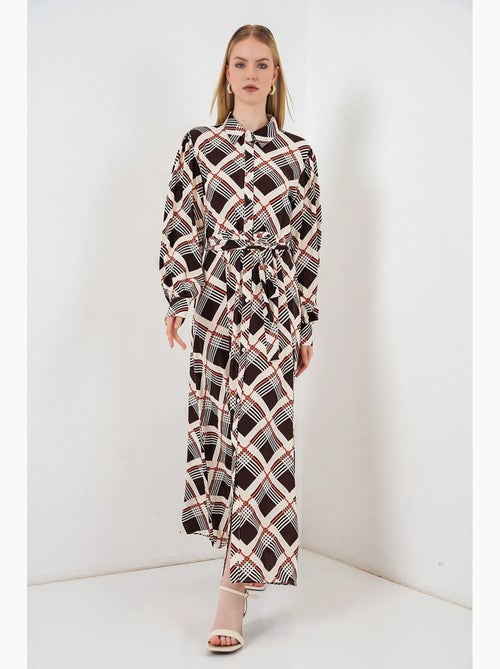Robe chemise midi à carreaux avec fermeture boutonnée bdart - Kiabi