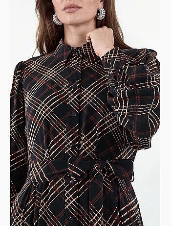 Robe chemise midi à carreaux avec fermeture boutonnée bdart