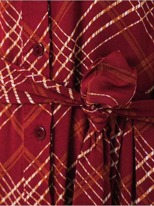 Robe chemise midi à carreaux avec fermeture boutonnée bdart - Kiabi