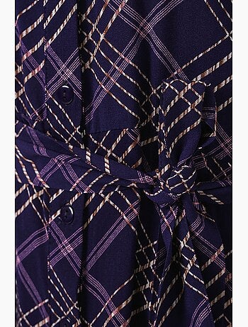 Robe chemise midi à carreaux avec fermeture boutonnée bdart